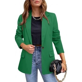 Womens Casual Blazer Jacket Pockets Long Sleeve Open Front Work Office Blazer Lapel Button Jacket