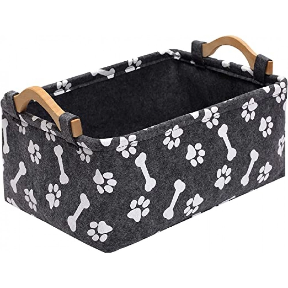 dog toy box bin storage basket bins - with Wooden Handle, Printing felt Pet supplies storage Toy Chest Storage Trunk